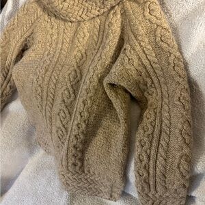 ARAN SWEATER WOLLEN MILLS IRISH MERINO WOOL FISHERMAN CHUNKY